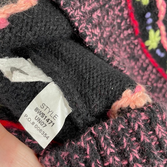 Lucky Brand Floral Sweater Womens Small Embroidered Knit Wool Blend Arsty Boho - Picture 7 of 11